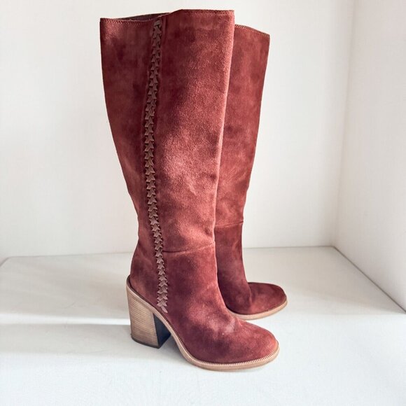 UGG Tall Suede Block Heel Winter Boots 6 - Picture 4 of 9